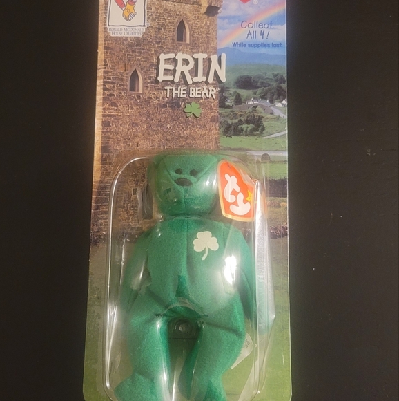 Erin The Bear-1997 McDonald's Ty Beanie Baby With Rare Errors 1993 OakBrook - Picture 1 of 6